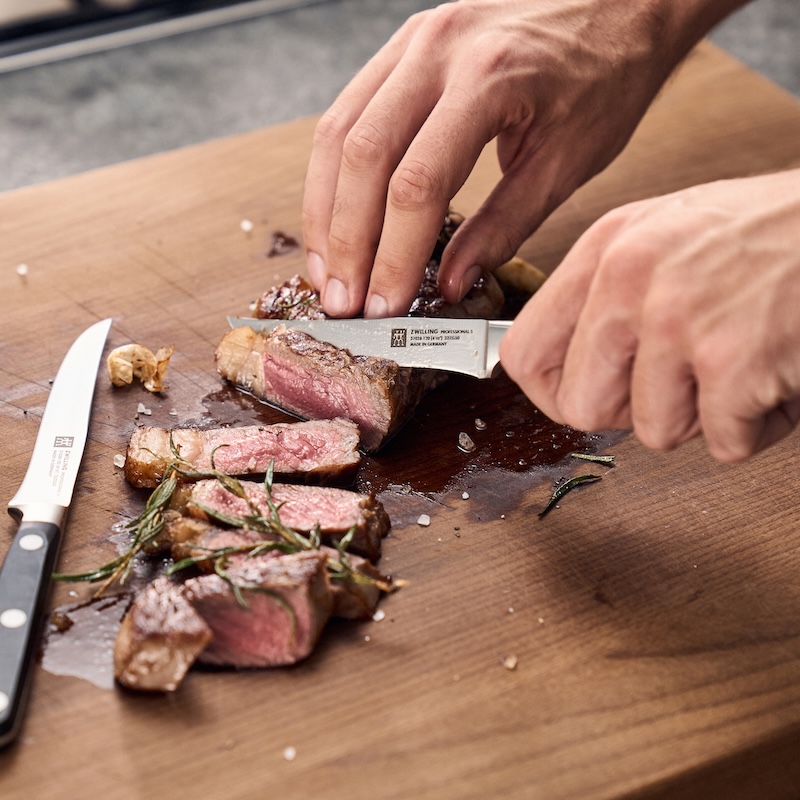 Slice easily through steak.